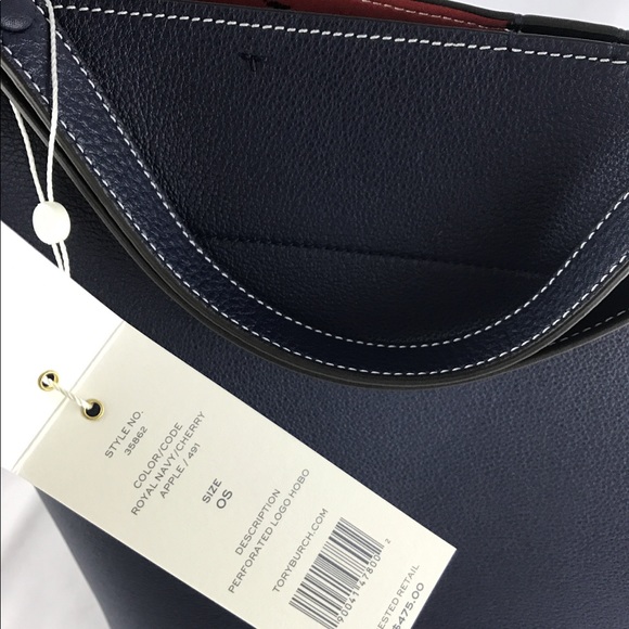 NWT Tory Burch Perforated Logo Hobo Tote Handbag - Picture 7 of 8